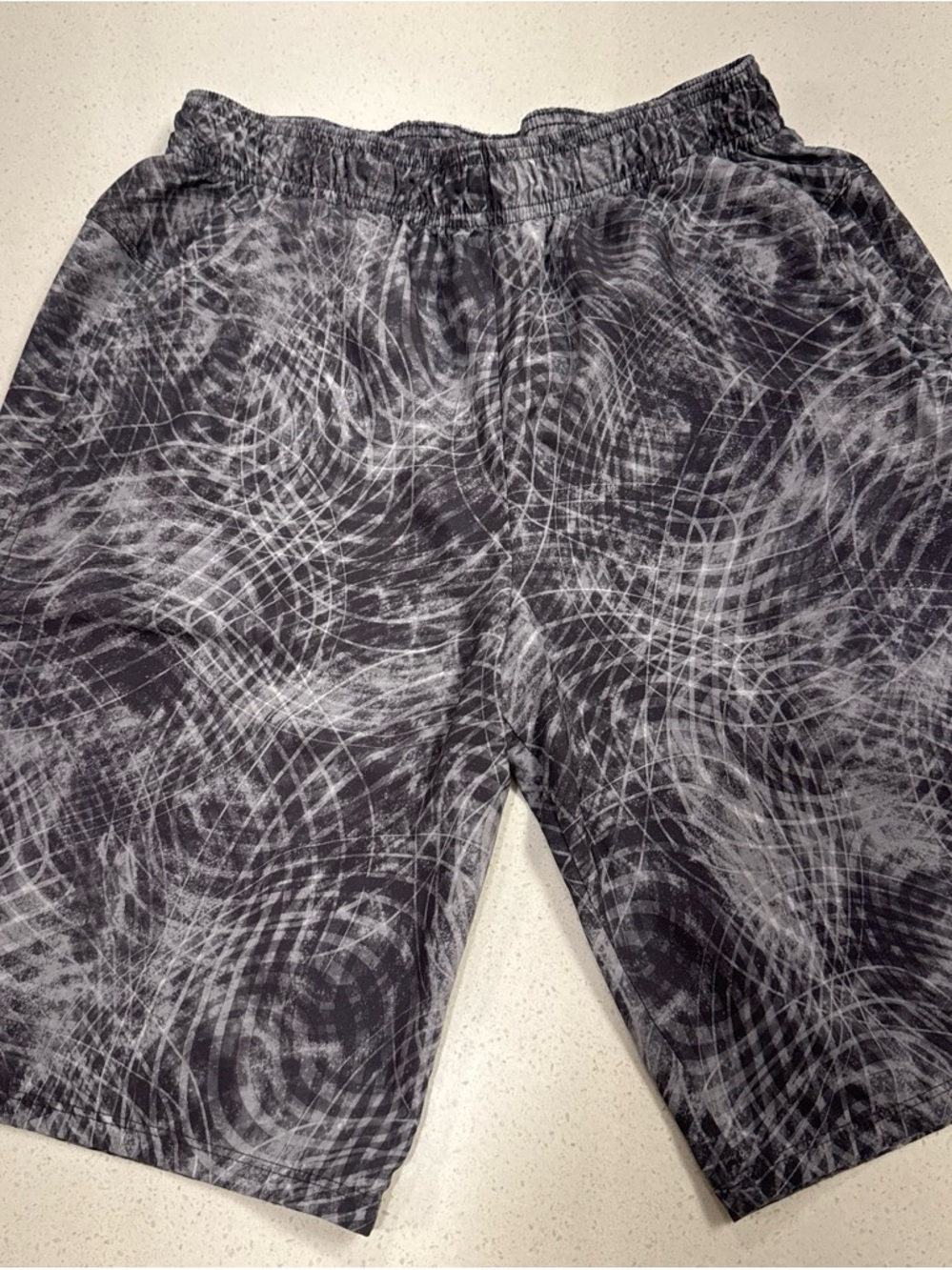all in motion Black & Gray Swirl-Print Sweatshorts